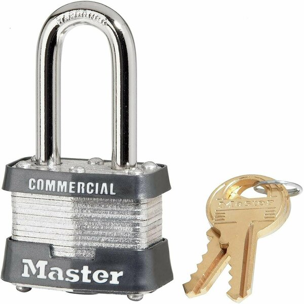 Master Lock Padlock, Steel Laminated Padlock, 1-1/2in. Shackle, Keyed Alike - Key# 0814 3KALF-0814